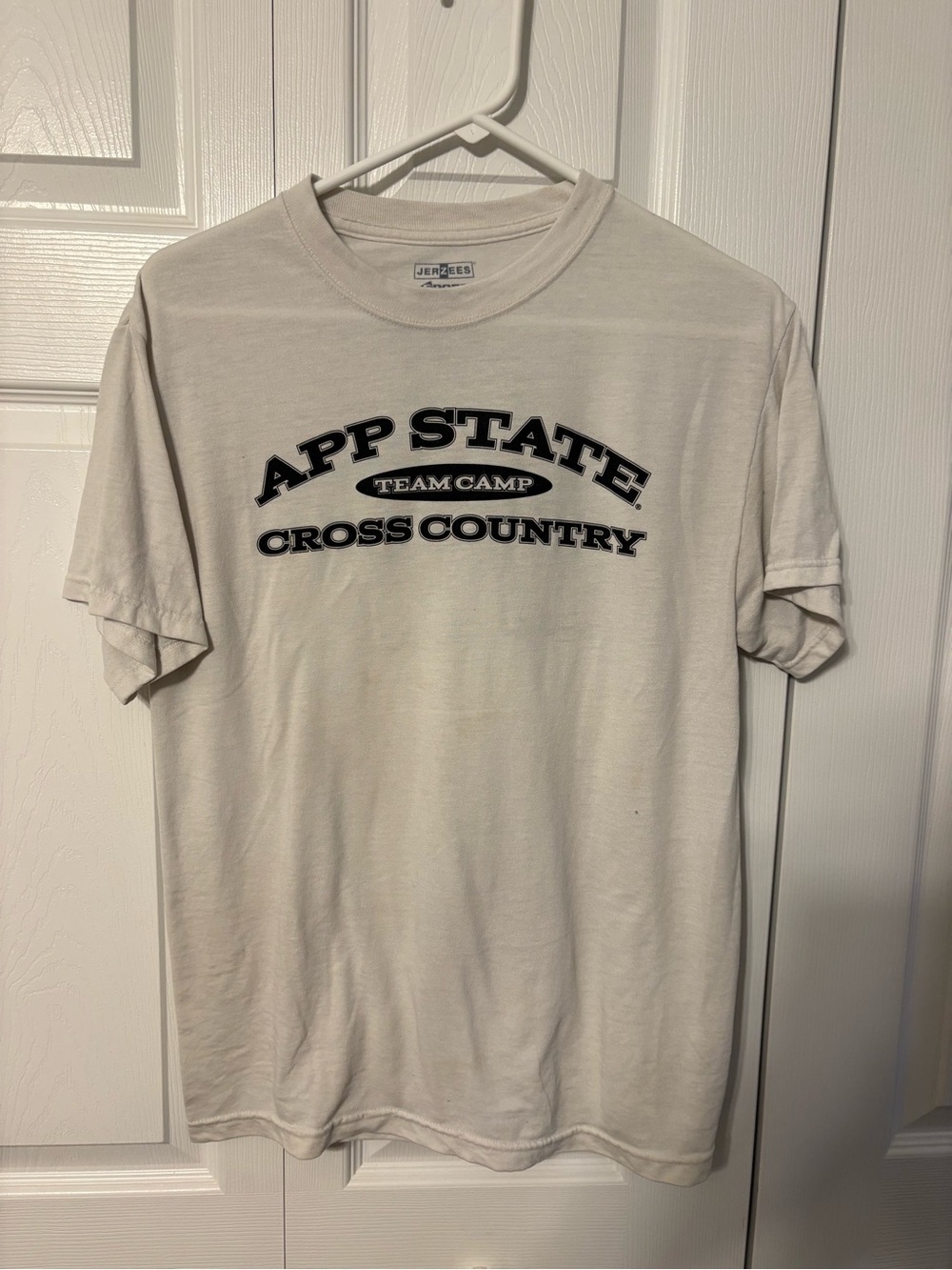 Jerzees White App State Cross Country Team Camp Short Sleeve Tee